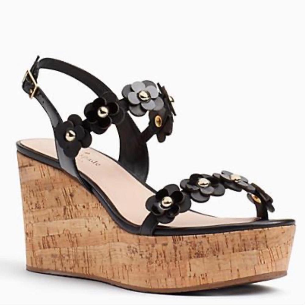 Kate Spade NIB Tisdale cork wedges black
